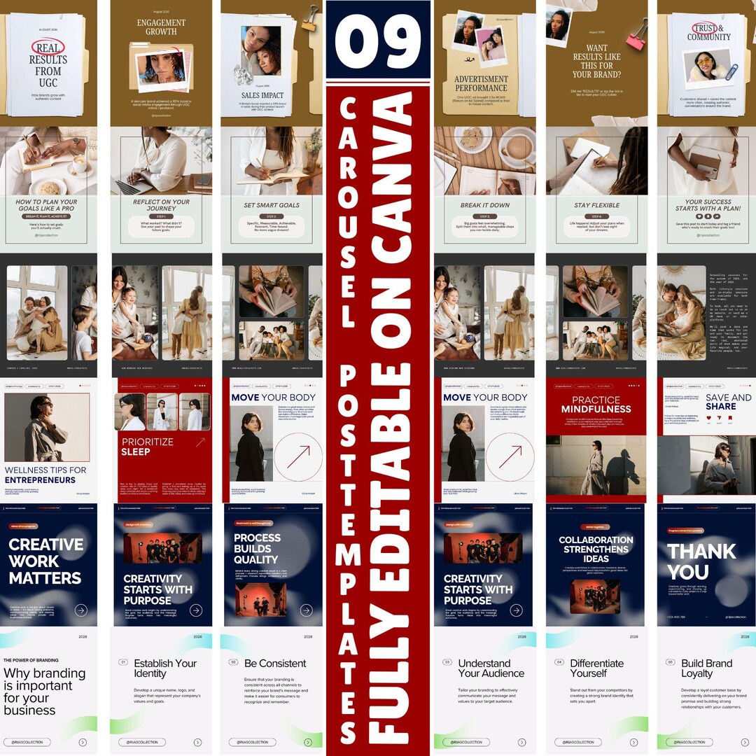 Canva Instagram Carousel Templates Faceless Social Media Kit - Etsy
