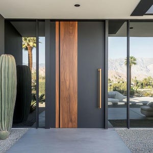 Modern Wood or Alumilum garage door matching Entrance Door, Contemporary Custom Design matching entrance door