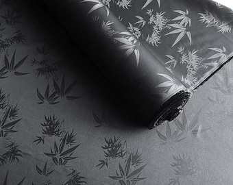 Silk Jacquard Fabric With Black Color Bamboo Style:30% silk fabric New Chinese clothing Hanfu Qipao top fabric
