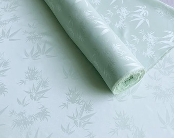 Silk Jacquard Fabric With Light Green Color Bamboo Style:30% silk fabric New Chinese clothing Hanfu Qipao top fabric