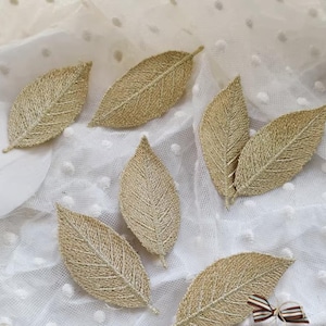 Gold leaf patches,embroidered leaf applique