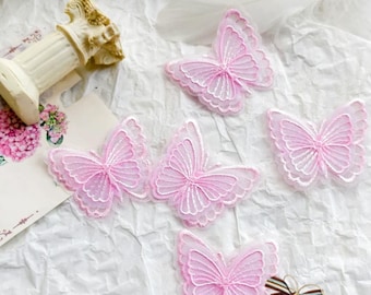 Pink Color Butterfly Appliques: Embroidery Patches,Applique  (5pcs)