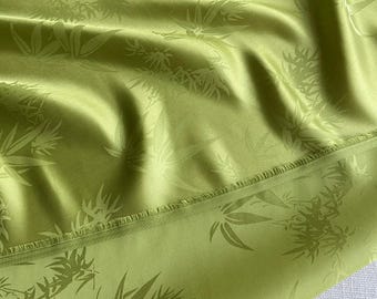 Silk Jacquard Fabric With Grass Green Color Bamboo Style:30% silk fabric New Chinese clothing Hanfu Qipao top fabric