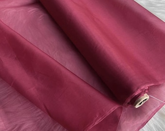 100% jedwabna tkanina organza, organza w kolorze czerwonego wina, na spódnicę