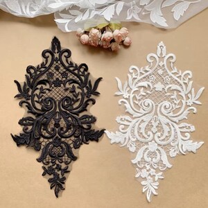 Retro-style applique,mesh embroidery applique, black and white high-quality cotton thread applique, artificial silk applique