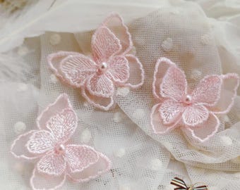 Pink Color Butterfly Appliques: Embroidery Patches,Applique  (5pcs)