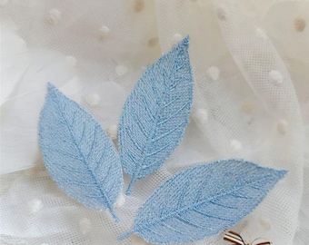 Light blue color leaf patches,embroidered leaf applique
