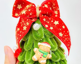 Personalized Crochet Christmas Tree Ornament with Bell: Handmade Yarn Xmas