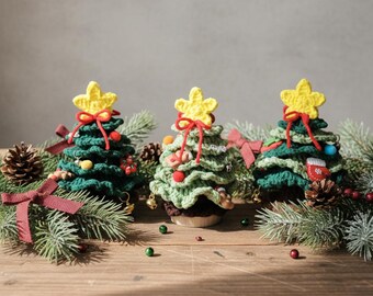 Handmade Crochet Christmas Tree Decoration, Holiday Tabletop Decor