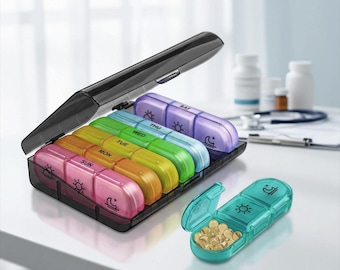 Weekly Pill Organizer 7 Day 3 Times a Day Medicine AM/PM Vitamin Storage Box, Large Capacity Travel Medication Holder for Purse