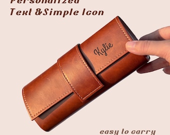 Personalized Leather Glasses Case, Foldable Eyewear Holder, Engraved Gift