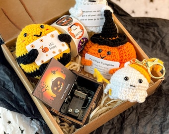 Handmade Crochet Gift Box,Personalized Halloween Gift Box-Spooky-Cute Halloween Gift for Her Friend/Teacher/Mom Gift Trick or Treat Gift Box