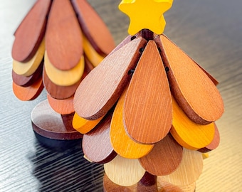 Handmade Wooden Christmas Tree Trivet Set: Holiday Table Decor