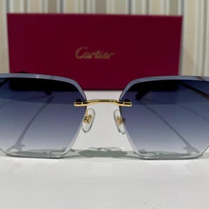 Cartier Black Gold Frame with Blue Lens Sunglasses, Mod#CT0466S Vintage Unique Eyewear, Valentine's Day Gift, Gift for Her, Easter Day Gift