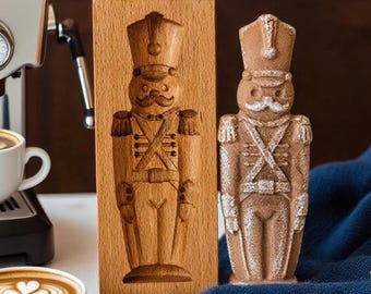 Soldier Springerle Cookie Mold: Wooden Christmas Biscuit Cutter