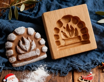 Gingerbread Cookie Embosser: Victory Flower Wooden Mold