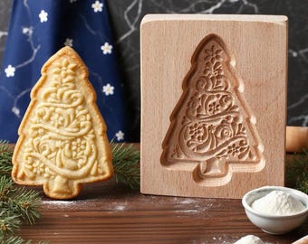 Wood Christmas Tree Mold, Cookie Molds, Christmas Baking Gifts