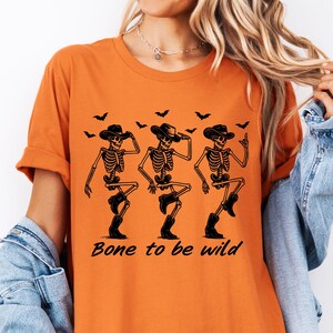 Bone To Be Wild Halloween T-Shirt: Cowboy Skeleton Western Fall Outfit