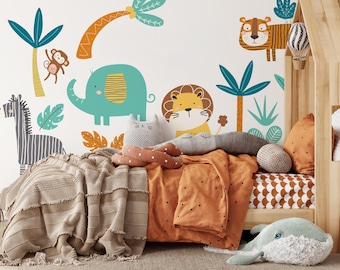 Jungle Animals Paint by Numbers Wall Decal – Kids DIY Mural