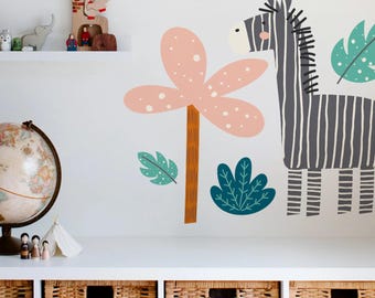 Jungle Zebra Paint by Numbers Wall Decal: Kids DIY Mural Kit