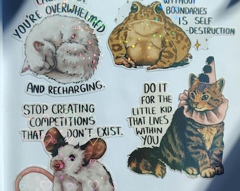 Origineel ontwerp dierencitaatstickers met iriserende/holografische acetaat