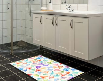 Colorful Abstract Bath Mat, Washable Bathroom Rug,Soft Floor Mat,Non-Slip Mat, Small Rug, Cute Bath Mat, Abstract Bath Mat, Custom Rug