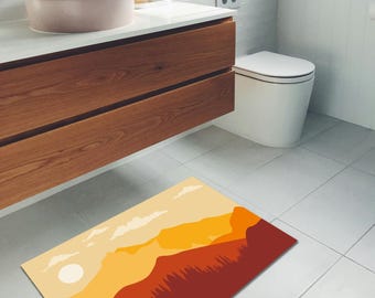 Gezellige badmat met warme zon, wasbaar badkamertapijt, zachte vloermat, antislipmat, klein vloerkleed, schattige badmat, moderne badmat, op maat gemaakt tapijt