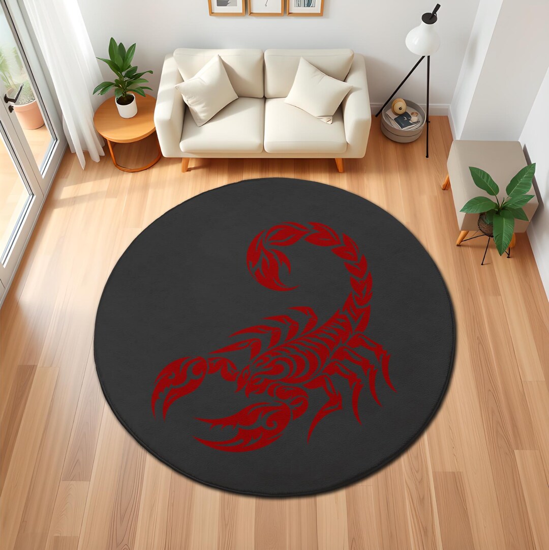 Living Room Rug, Red Scorpion Design, Washable, Non-slip, Soft, Thin ...