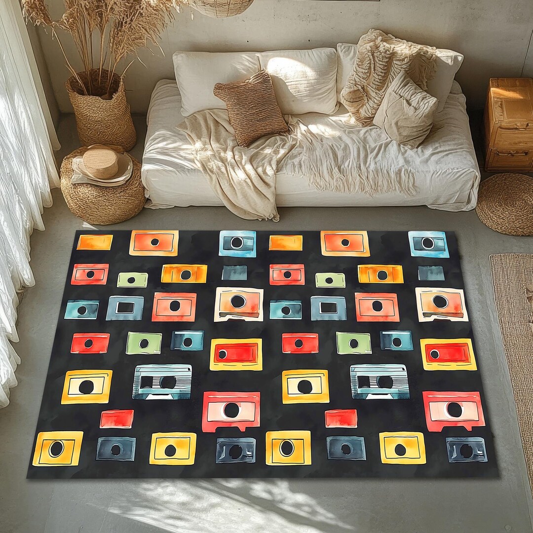 Bright Rectangle Rug Abstract Colorful Rectangle Rug, Washable Area Rug, Non-slip Thin Rug ...