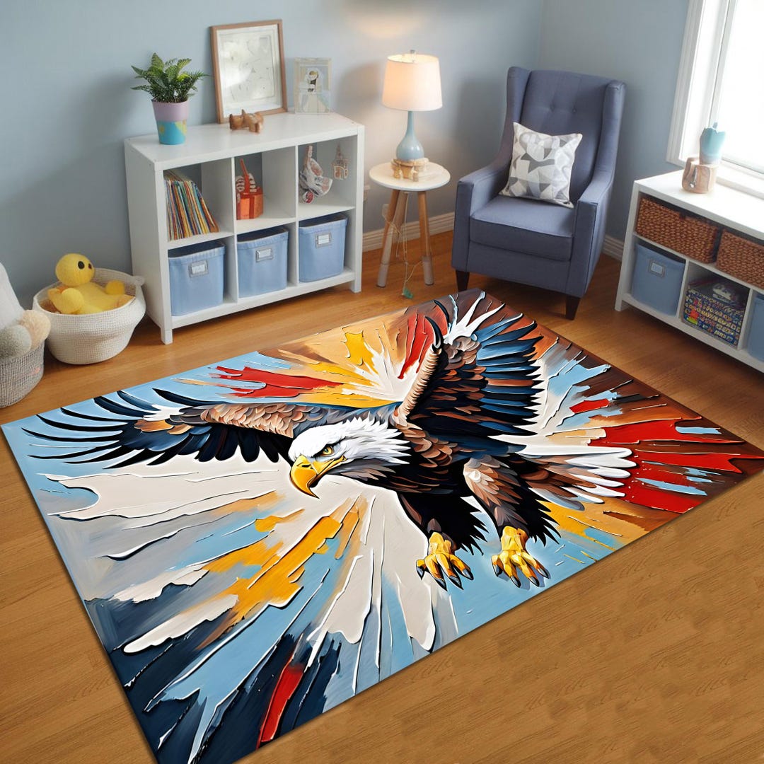 Soaring Bald Eagle Rug,washable Area Rug,non-slip Thin Rug,custom Size ...