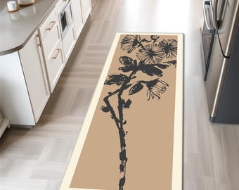 Floral Kitchen Runner Rug, Washable Area Rug, Non-Slip Thin Rug, Rugs For Kitchen, Soft Floor Mat, Custom Rug, Kichen Mat,Modern Runner Rug