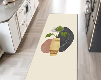 Abstract Planter Kitchen Runner, Washable Area Rug, Non-Slip Thin Rug, Rugs For Kitchen, Soft Floor Mat, Custom Rug, Kichen Mat, Modern Mat