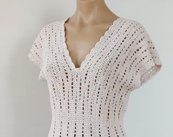 V-Neck Crochet Top Pattern | California Summer Tee PDF | Modern Lace DIY