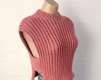 Crochet Pattern / Kiara Crochet Vest with Custom Drop Shoulders and Open Sides