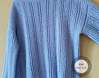 Oversize Knit-Look Crochet Sweater Pattern | Cable Lace Boho Style (PDF)