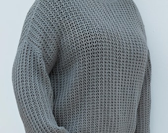 Crochet Pattern | Oversized Lace Sweater | Modern Lightweight Slouchy Jumper XS-2XL | PDF and Video Tutorial