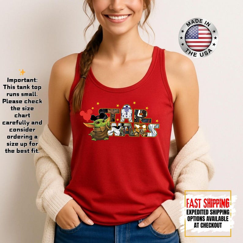 Camiseta sin mangas de Disney Star Wars, camiseta sin mangas de Mandalorian, camiseta sin mangas de Galaxy's Edge/Darth Vader para mujer y camiseta sin mangas para hombre. imagen 16