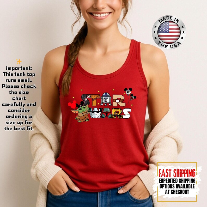 Disney Star Wars Tank Top, Mandalorian Tank Tee, Galaxy's Edge/Darth Vader Women Racerback and Men Tank Top afbeelding 15