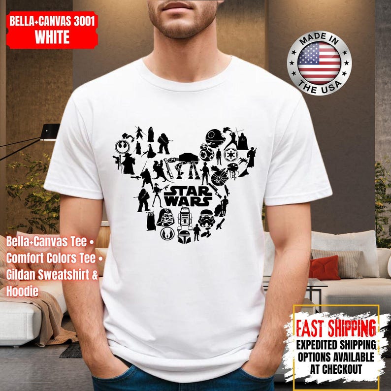 Camiseta Disney Star Wars, sudadera Mandalorian, camiseta de colores cómodos de Darth Vader, camiseta de Chewbacca, camiseta Star Jedi, camiseta de Luke Skywalker imagen 11