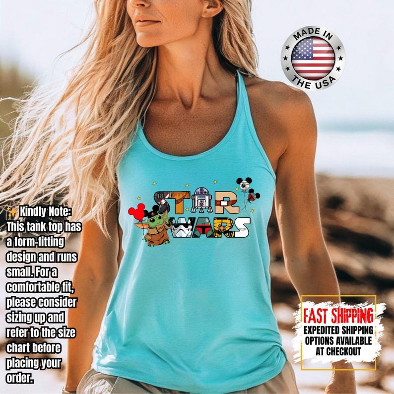 Disney Star Wars Tank Top, Mandalorian Tank Tee, Galaxy's Edge/Darth Vader Women Racerback and Men Tank Top afbeelding 8