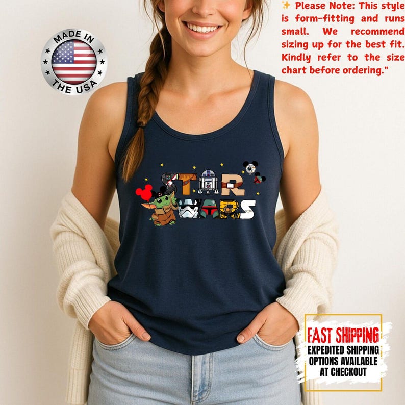 Disney Star Wars Tank Top, Mandalorian Tank Tee, Galaxy's Edge/Darth Vader Women Racerback and Men Tank Top afbeelding 16