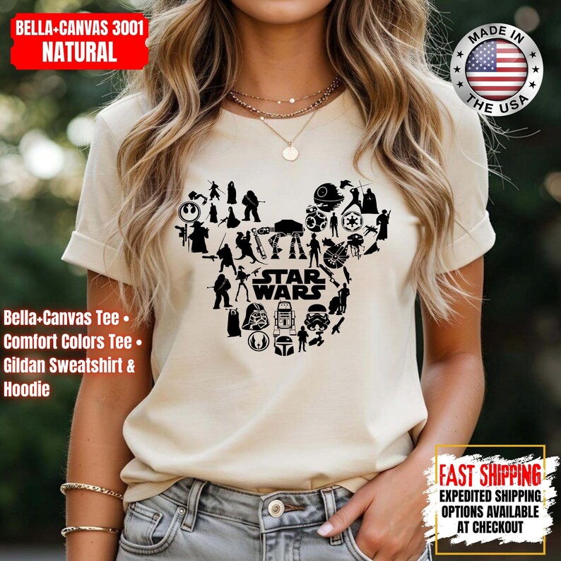 Camiseta Disney Star Wars, sudadera Mandalorian, camiseta de colores cómodos de Darth Vader, camiseta de Chewbacca, camiseta Star Jedi, camiseta de Luke Skywalker imagen 9