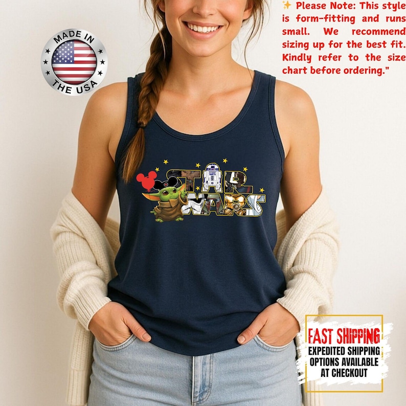 Camiseta sin mangas de Disney Star Wars, camiseta sin mangas de Mandalorian, camiseta sin mangas de Galaxy's Edge/Darth Vader para mujer y camiseta sin mangas para hombre. imagen 18