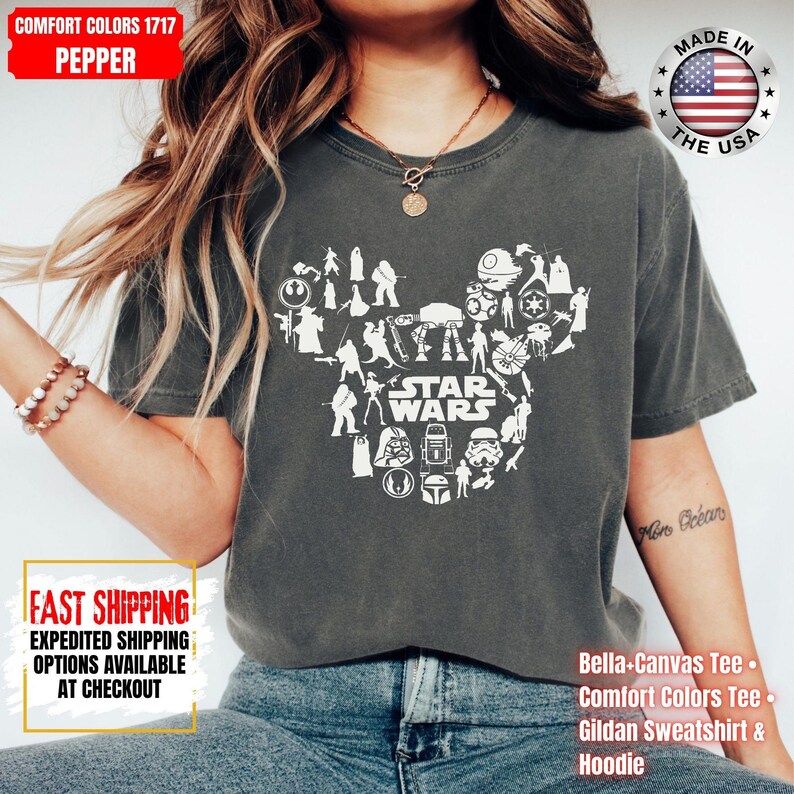 Camiseta Disney Star Wars, sudadera Mandalorian, camiseta de colores cómodos de Darth Vader, camiseta de Chewbacca, camiseta Star Jedi, camiseta de Luke Skywalker imagen 15