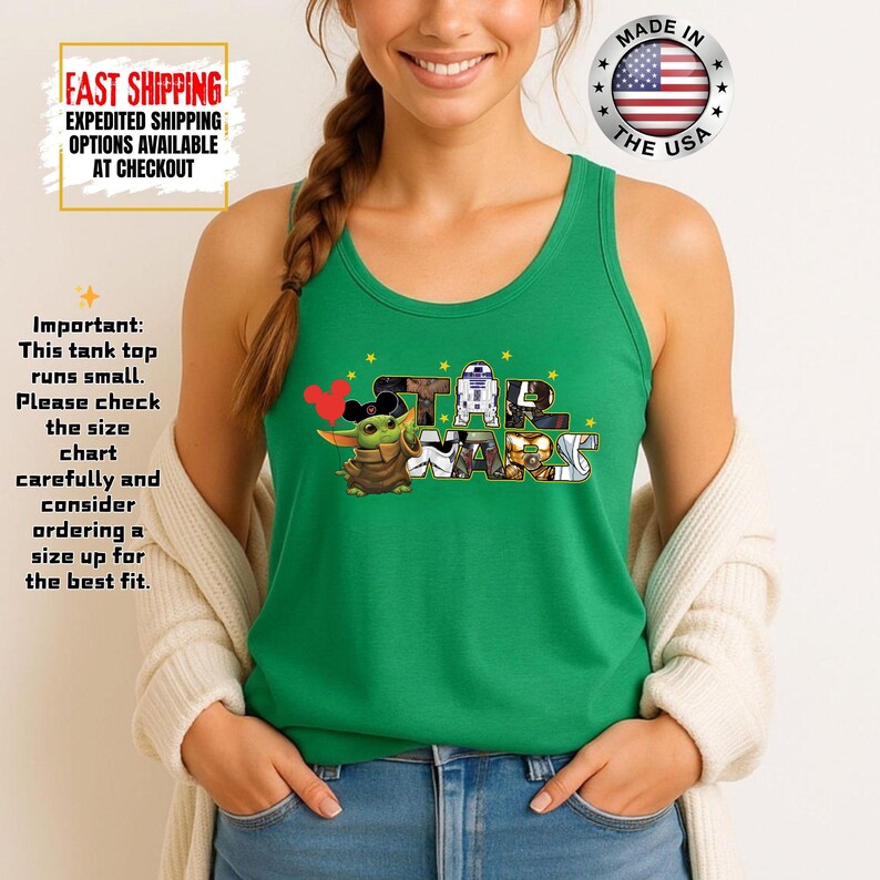 Camiseta sin mangas de Disney Star Wars, camiseta sin mangas de Mandalorian, camiseta sin mangas de Galaxy's Edge/Darth Vader para mujer y camiseta sin mangas para hombre. imagen 15