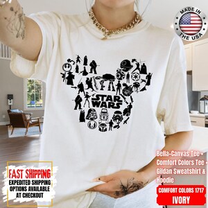 Camiseta Disney Star Wars, sudadera Mandalorian, camiseta de colores cómodos de Darth Vader, camiseta de Chewbacca, camiseta Star Jedi, camiseta de Luke Skywalker imagen 1