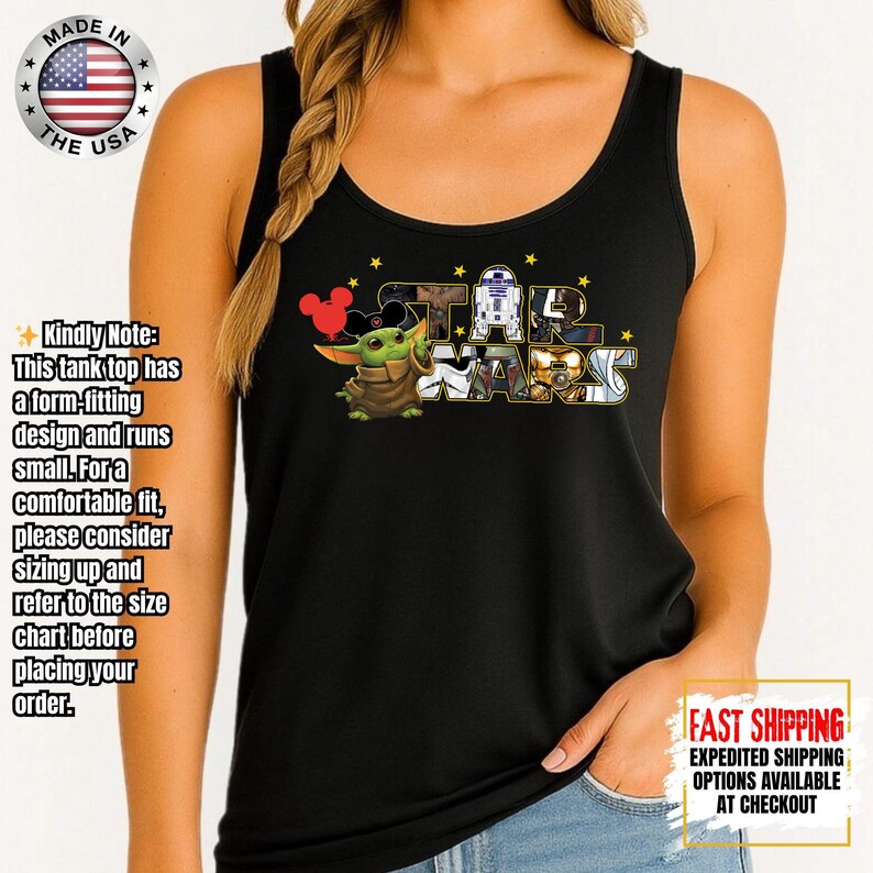Camiseta sin mangas de Disney Star Wars, camiseta sin mangas de Mandalorian, camiseta sin mangas de Galaxy's Edge/Darth Vader para mujer y camiseta sin mangas para hombre. imagen 12