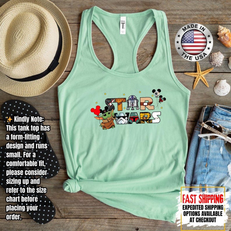 Disney Star Wars Tank Top, Mandalorian Tank Tee, Galaxy's Edge/Darth Vader Women Racerback and Men Tank Top afbeelding 9