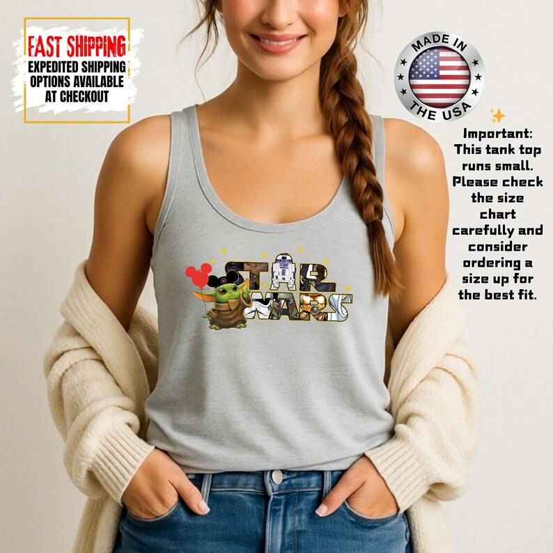 Camiseta sin mangas de Disney Star Wars, camiseta sin mangas de Mandalorian, camiseta sin mangas de Galaxy's Edge/Darth Vader para mujer y camiseta sin mangas para hombre. imagen 11