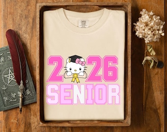 Hello Kitty Senior 2026 T-Shirt – Pink Graduation Unisex Tee